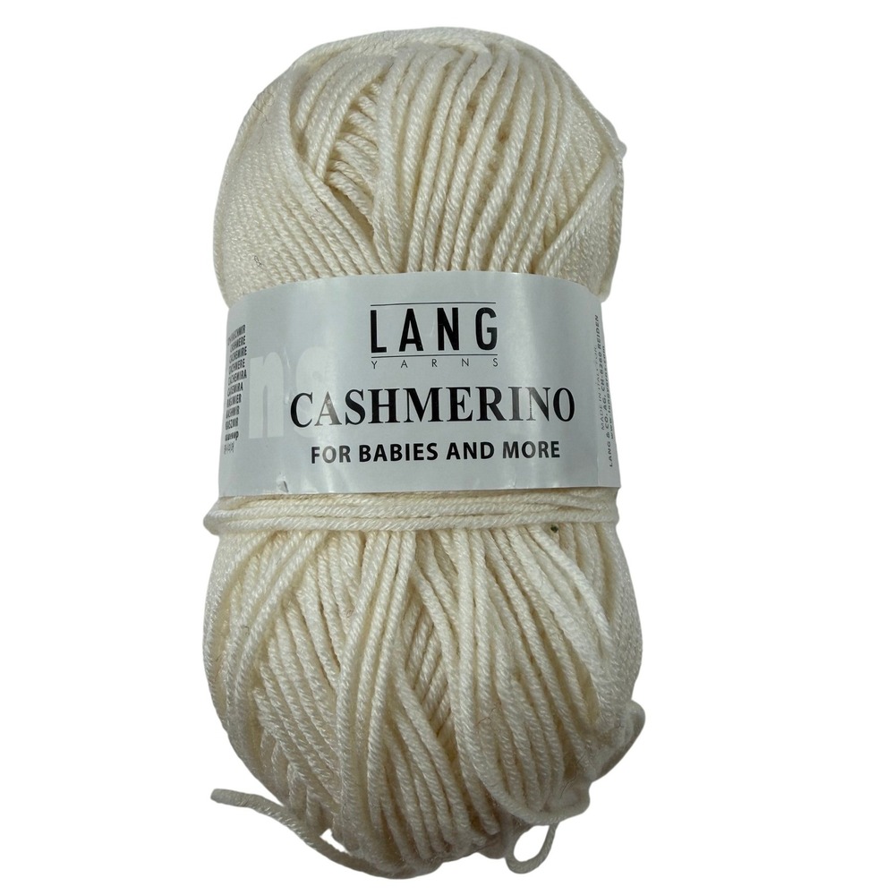 Lang Yarns Cashmerino Off White Merino Cashmere Blend Sport Weight Yarn 50g Soft